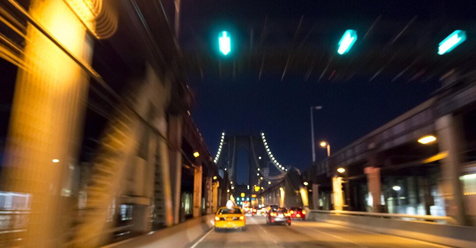 Driving through the city